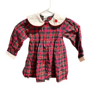 Vintage Alexis Dress Plaid Embroidery 100% Cotton Made in USA Size 24mo 29-32lbs
